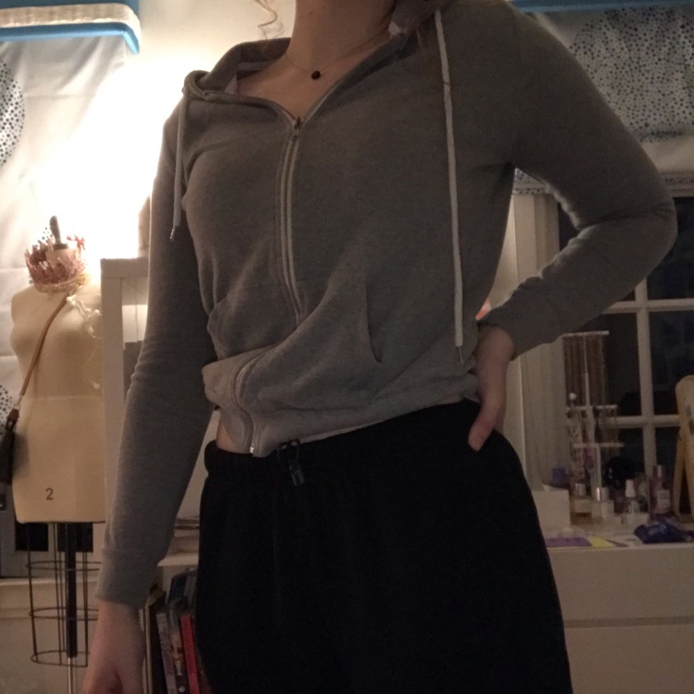 gray zip up hoodie from F21